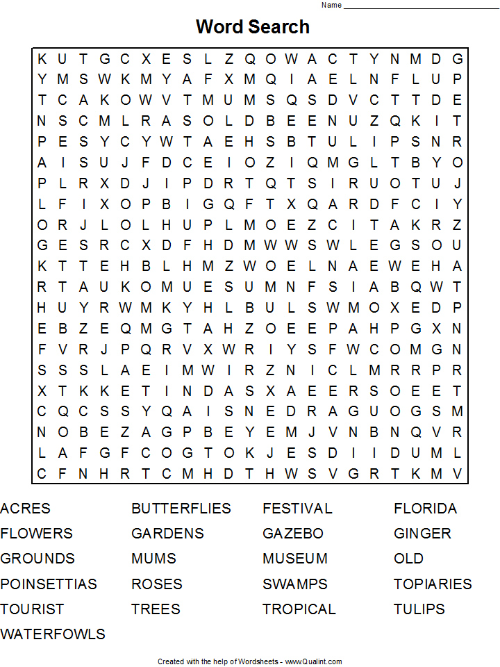 Word Search Puzzles Printable Adults