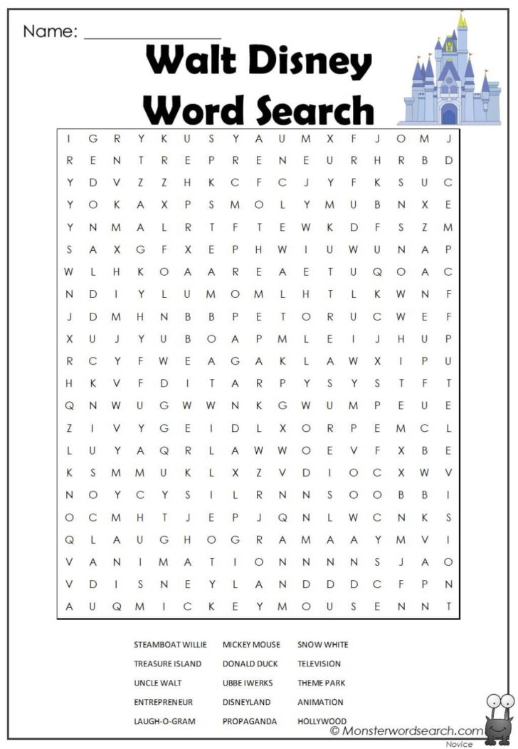 Free Printable Word Search Puzzles Disney