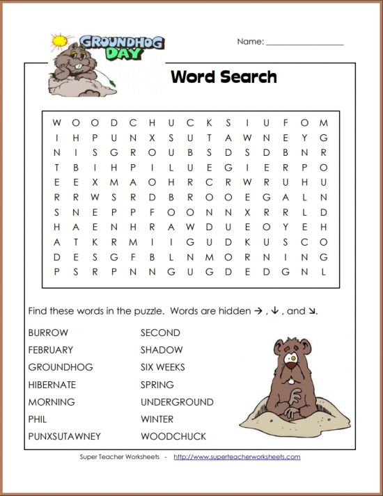 Print Out This Clever Groundhog Day Word Search Puzzle For Your 