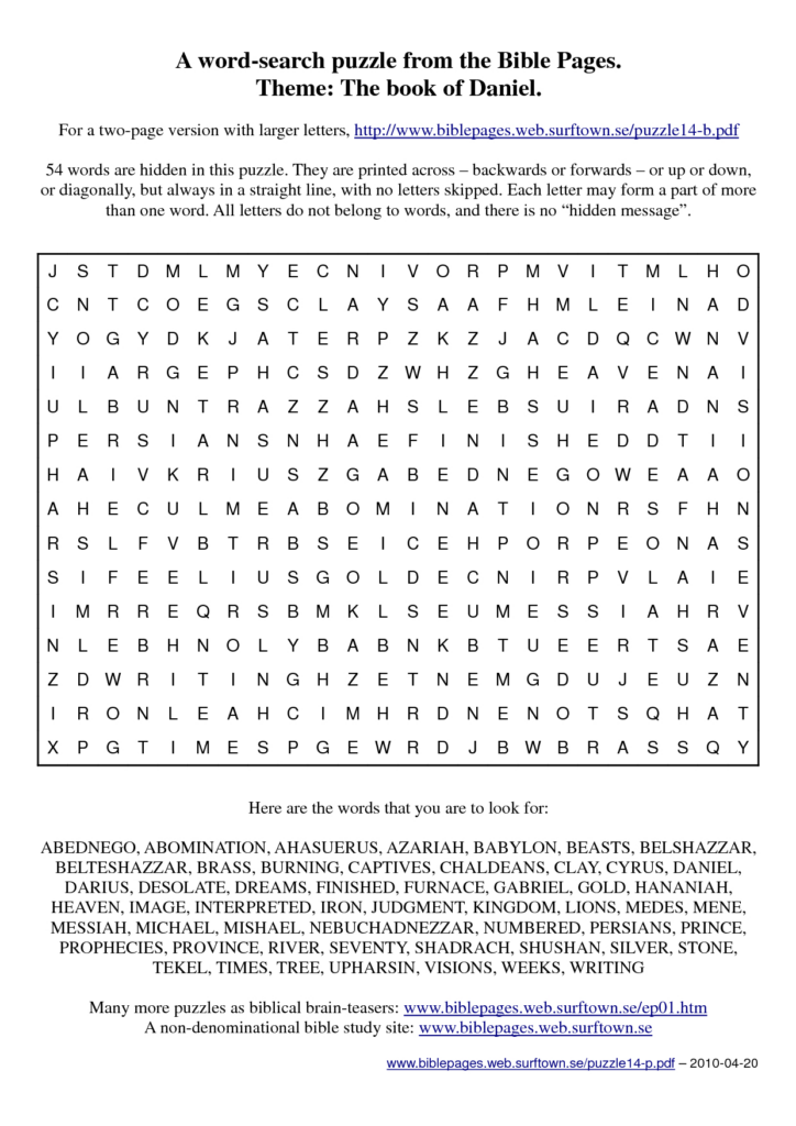 Printable Bible Word Search Puzzles For Adults Word Search Printable