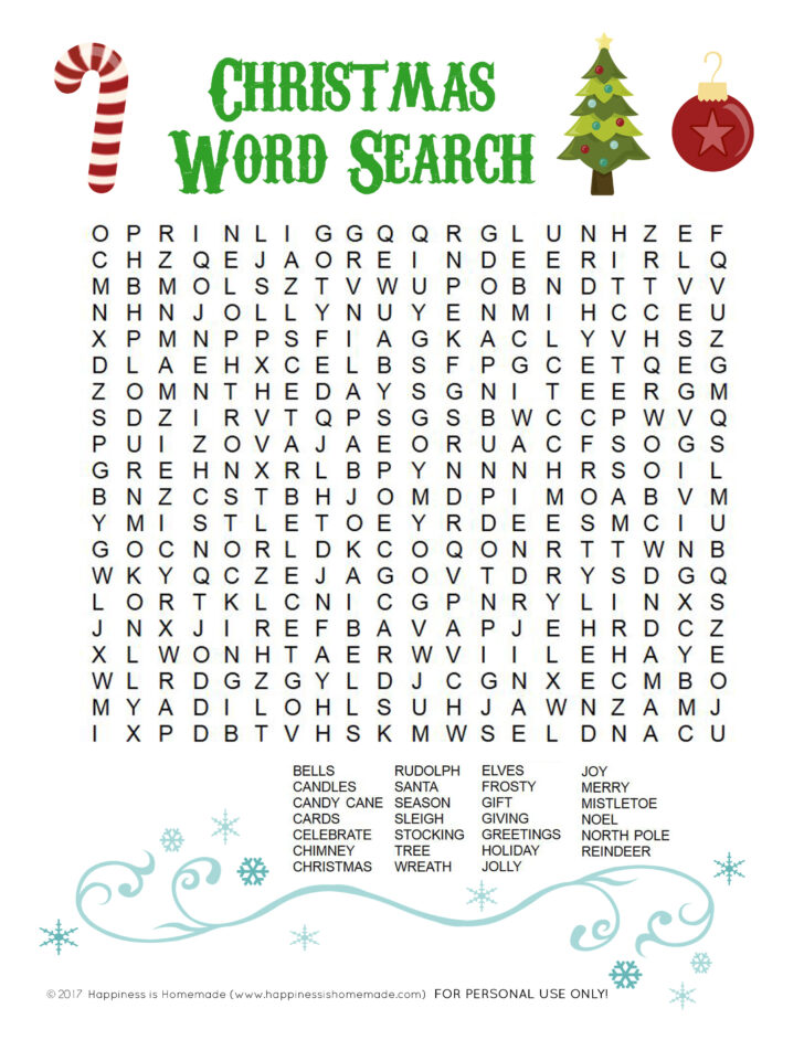Christmas Word Search Printable For Adults