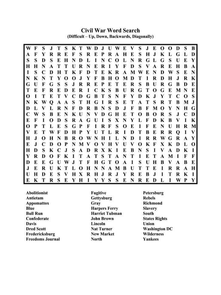 Printable Word Search Hard Difficulty