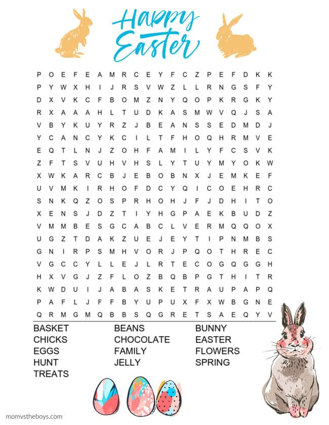 Printable Easter Word Search For Kids Mom Vs The Boys