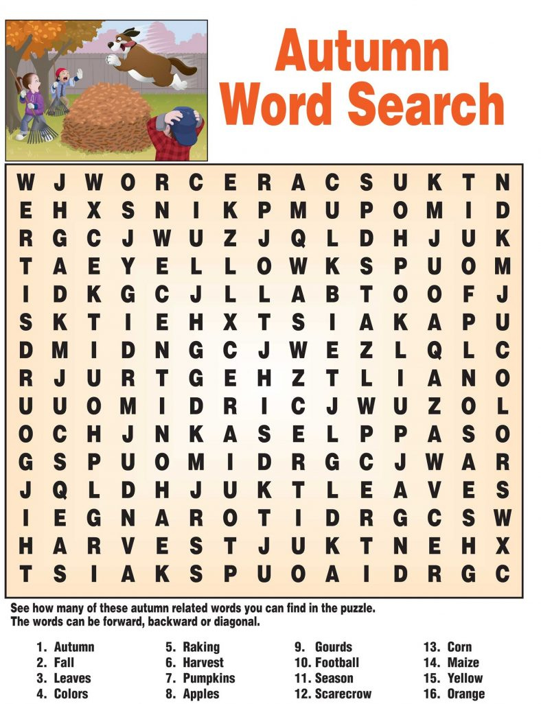 Printable Fall Word Search Puzzles 101 Activity