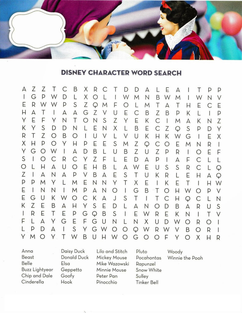 Printable Fun Disney Word Searches 101 Activity | Printable Word Search