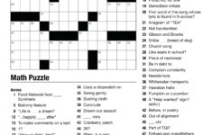 Printable Math Crossword Puzzles For High School Printable Crossword