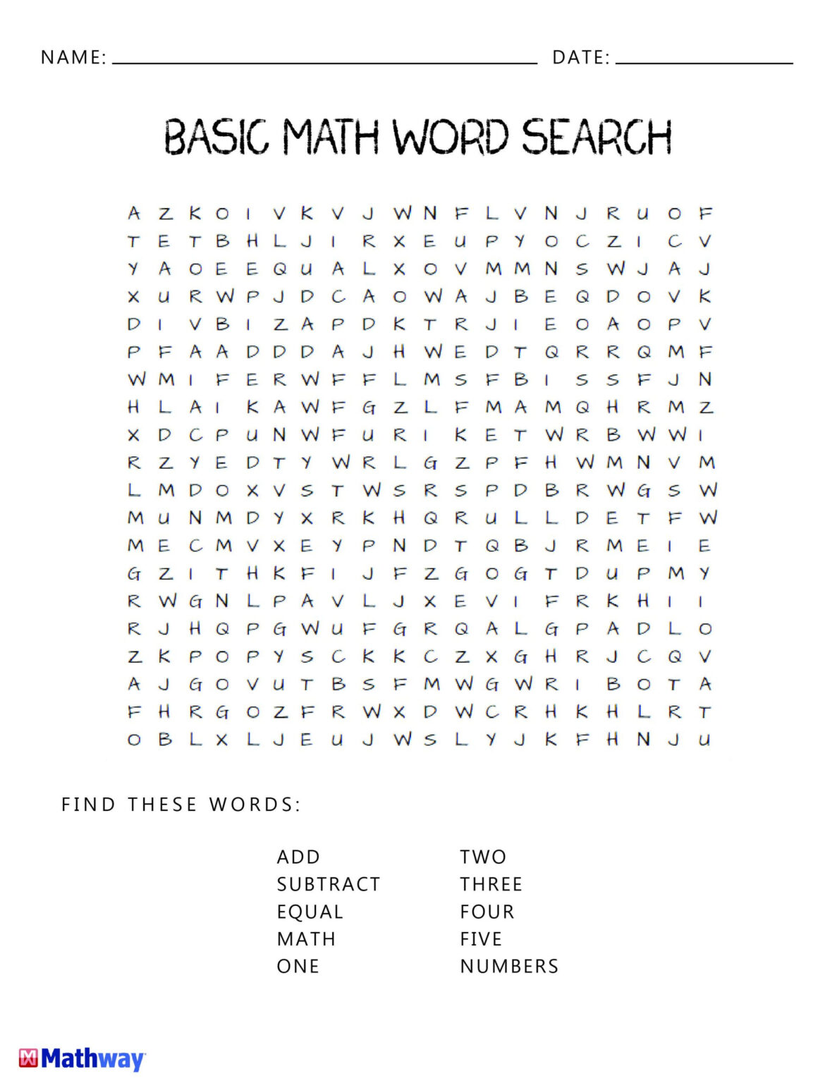 Printable Math Word Search Puzzles Word Search Printable Printable