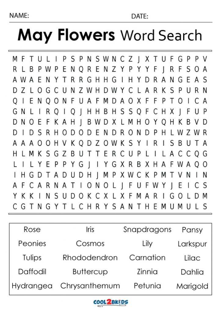 Printable May Word Search Cool2bKids