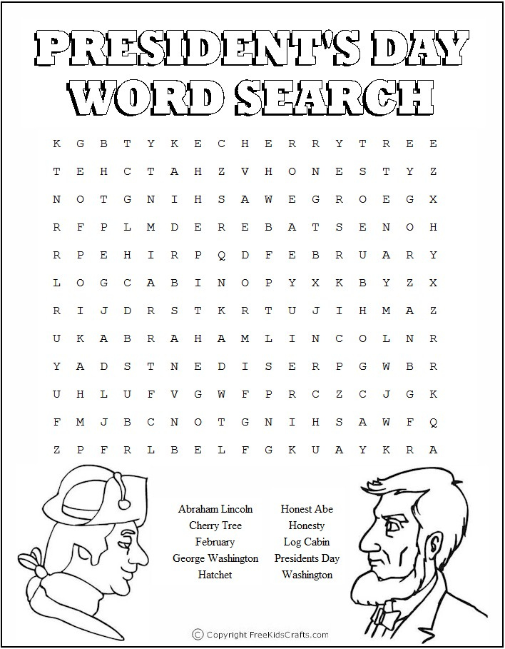 Presidents Day Word Search Free Printables