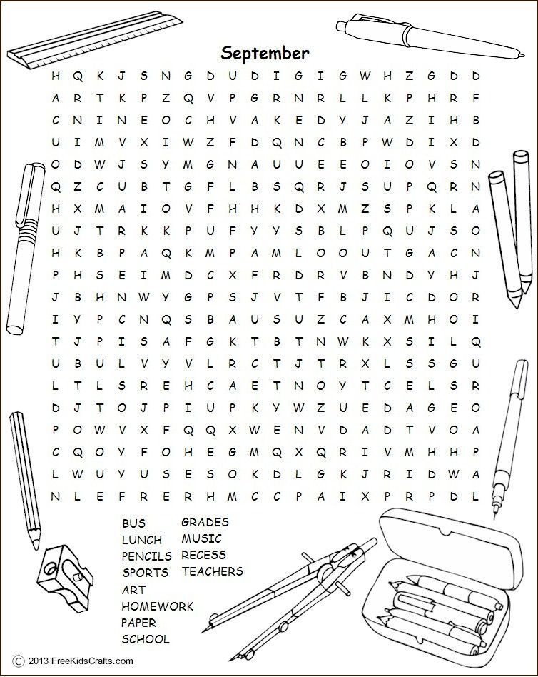 Printable September Word Search Word Find Fall Words Letter Recognition