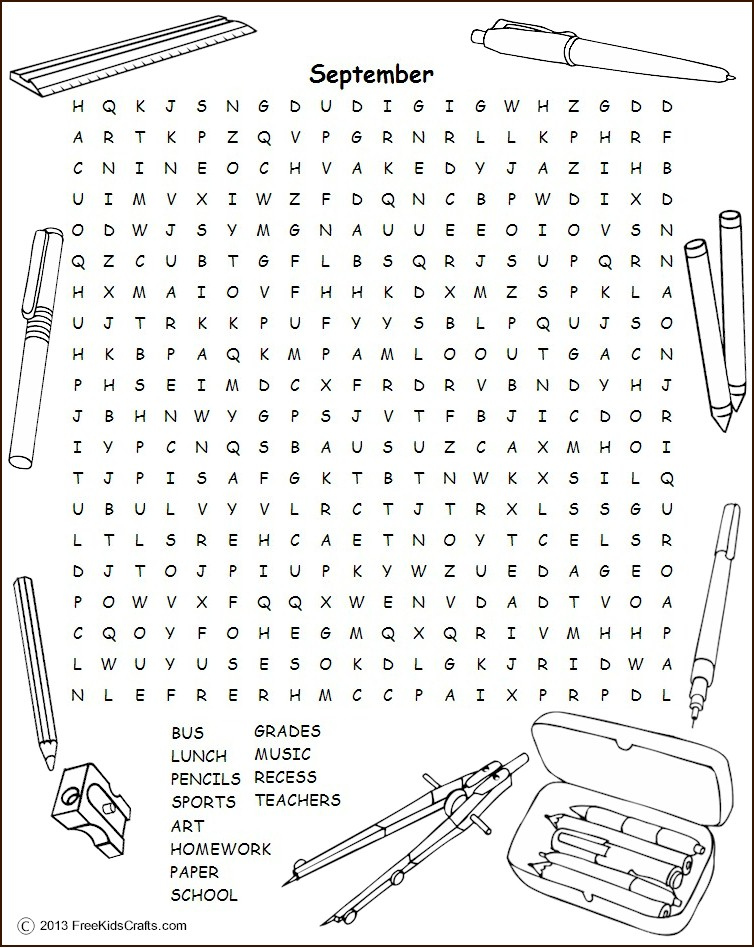 Printable September Word Search