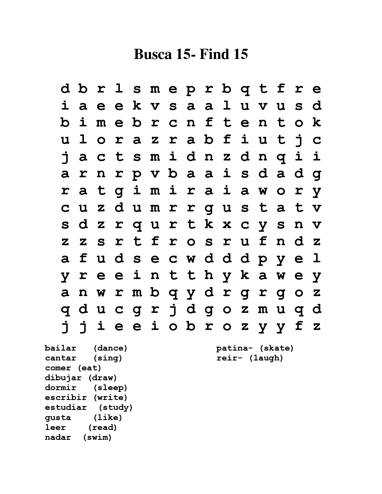 Printable Spanish Word Search Puzzles Word Search Printable