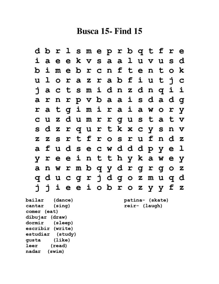 Printable Word Search In Spanish