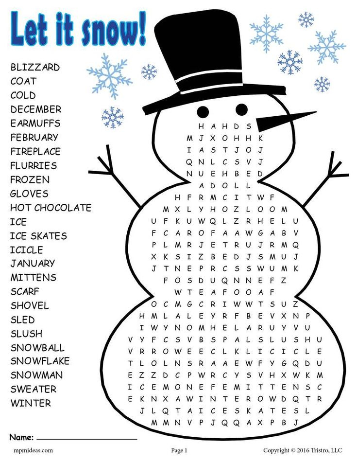 Printable Winter Word Search Christmas Worksheets Winter Words 