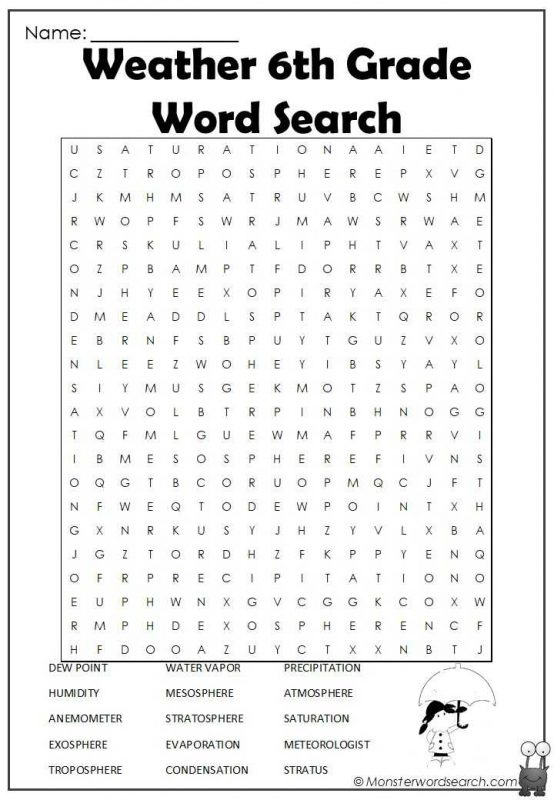 Printable Word Search Grade 6 FreePrintableTM