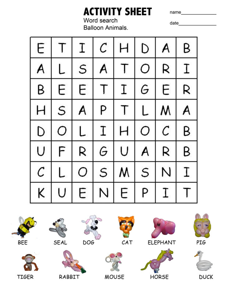 Kids Word Search Printable