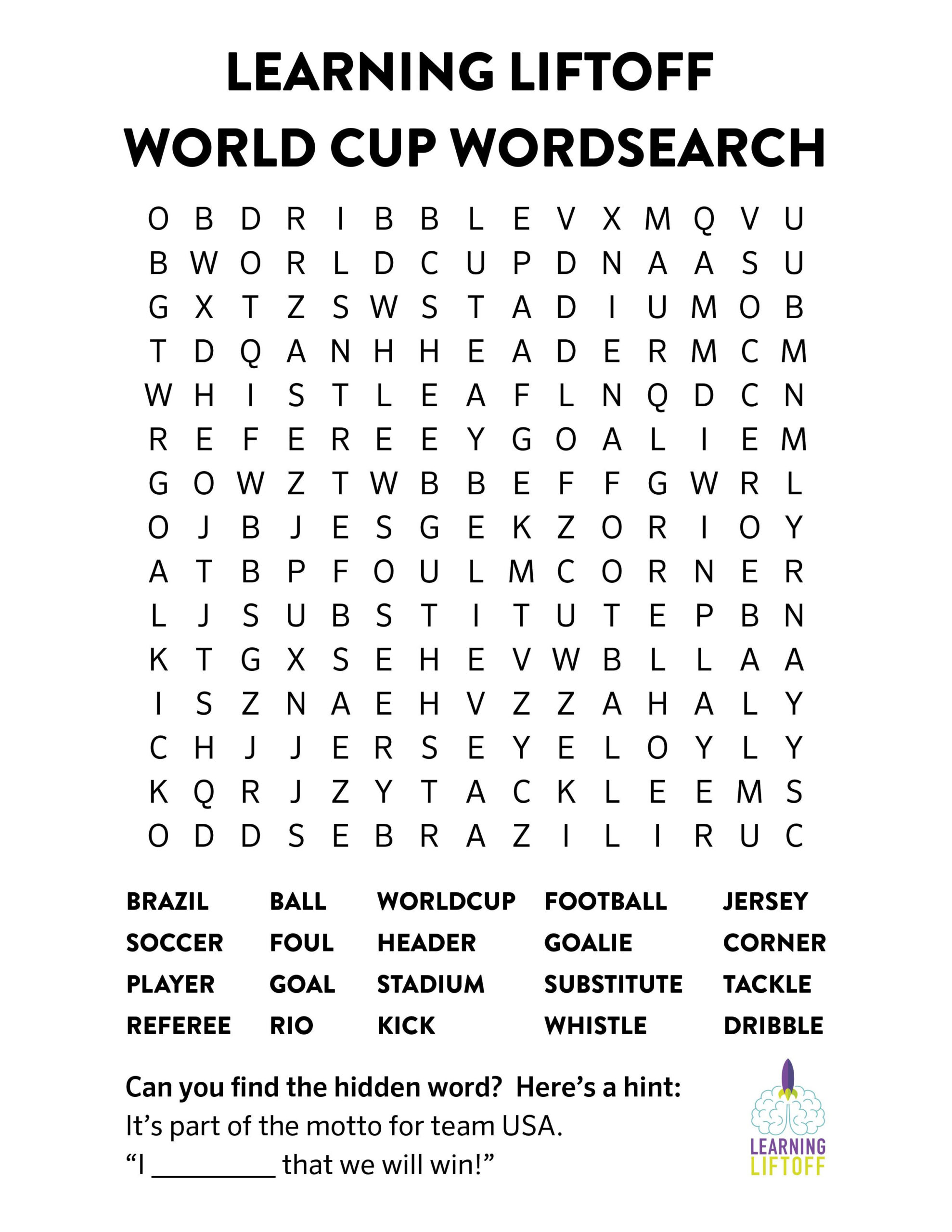 Printable World Cup Word Search Learning Liftoff Word Puzzles For 