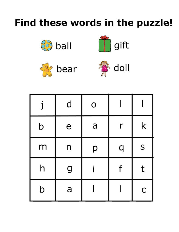 Easy Kids Word Search Puzzles Printable Free