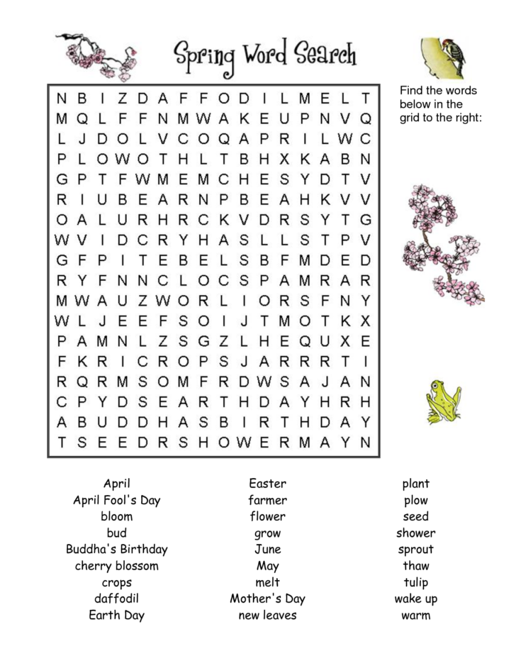 Spring Word Search Printables