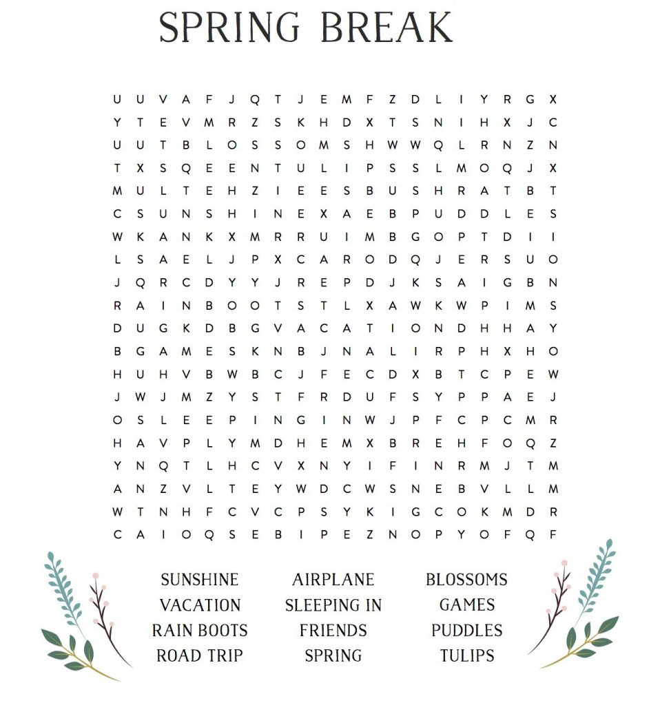 Spring Word Search Best Coloring Pages For Kids