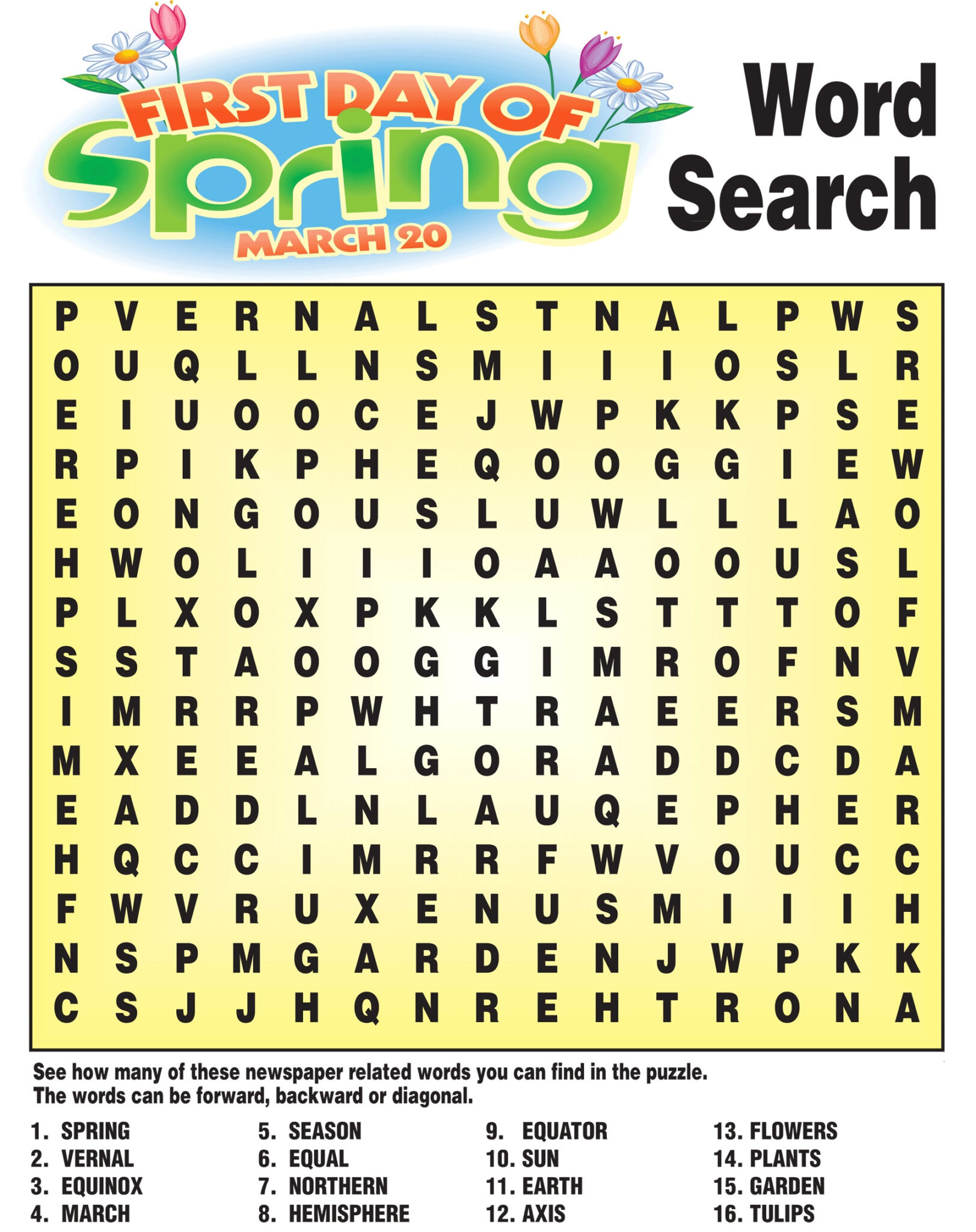 Activaty Sheets For Kindergardeners Spring Word Search