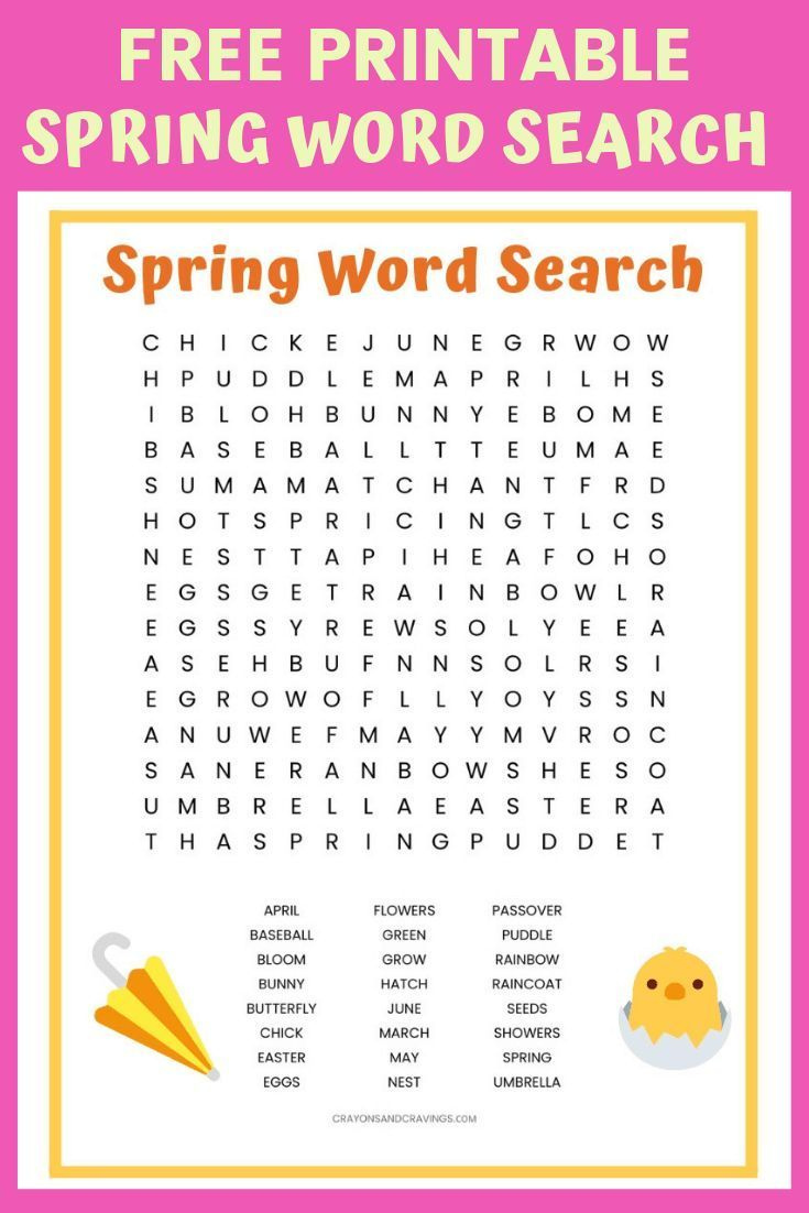 Spring Word Search FREE Printable Worksheet For Kids Spring Words 