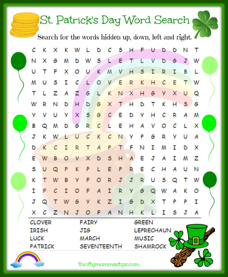 Printable St Patrick’s Day Word Search