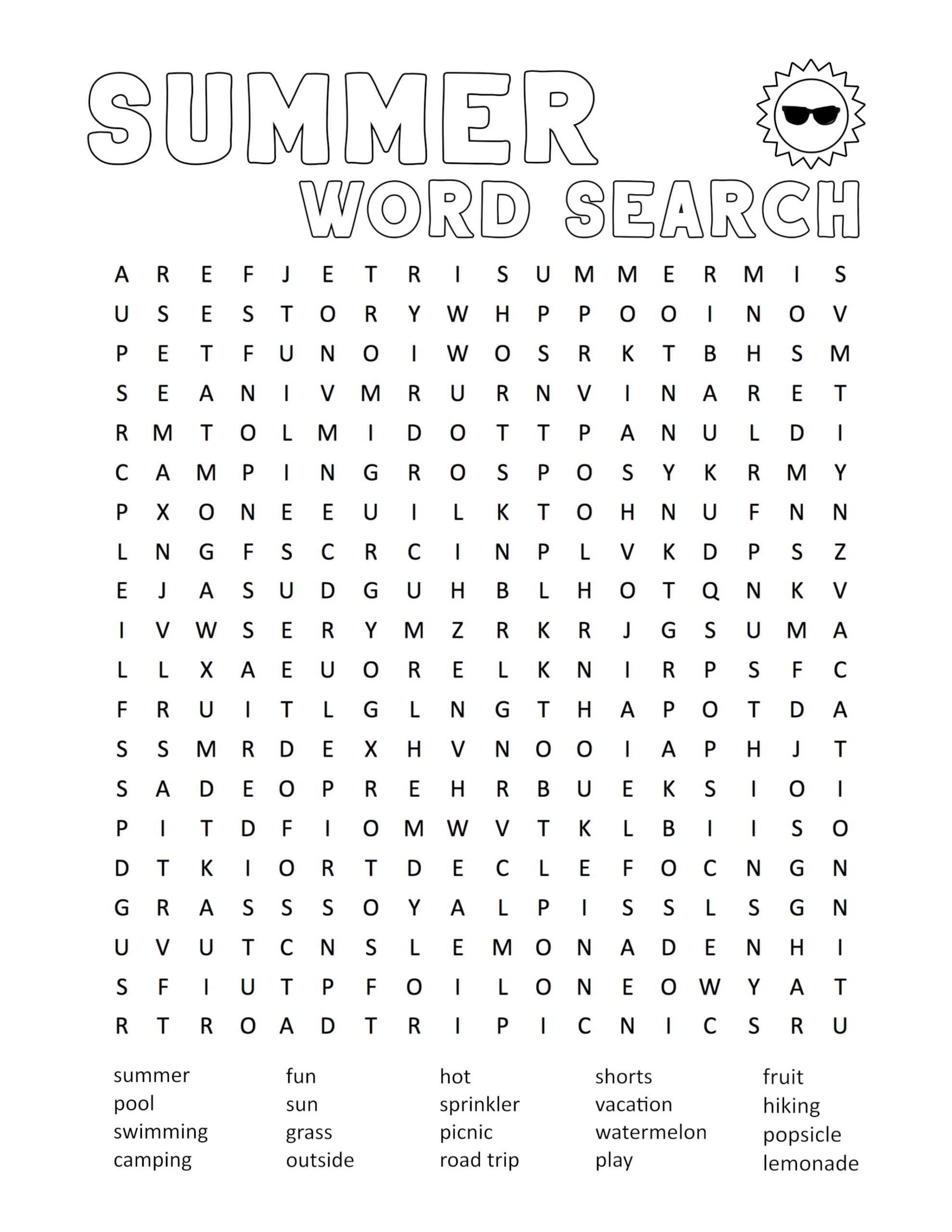 Summer Word Search Puzzles Best Coloring Pages For Kids