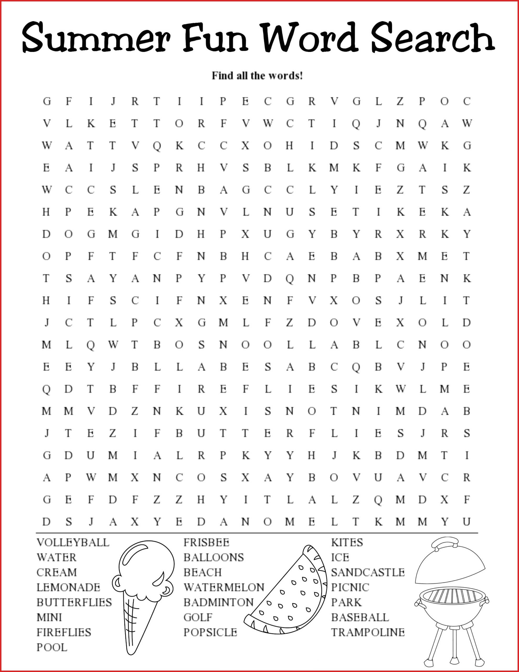 Summer Word Search Puzzles Best Coloring Pages For Kids