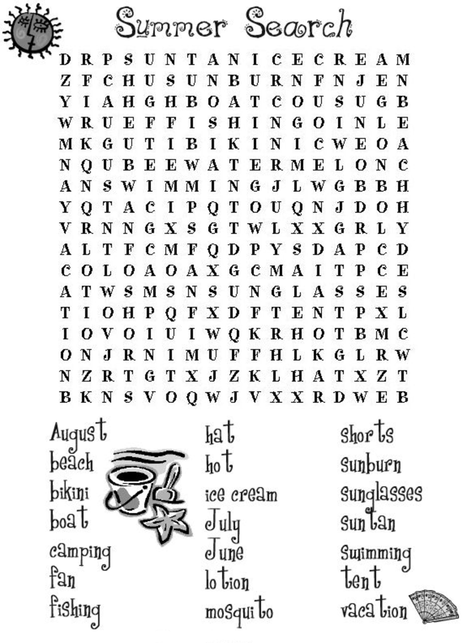 Summer Word Search Puzzles Best Coloring Pages For Kids