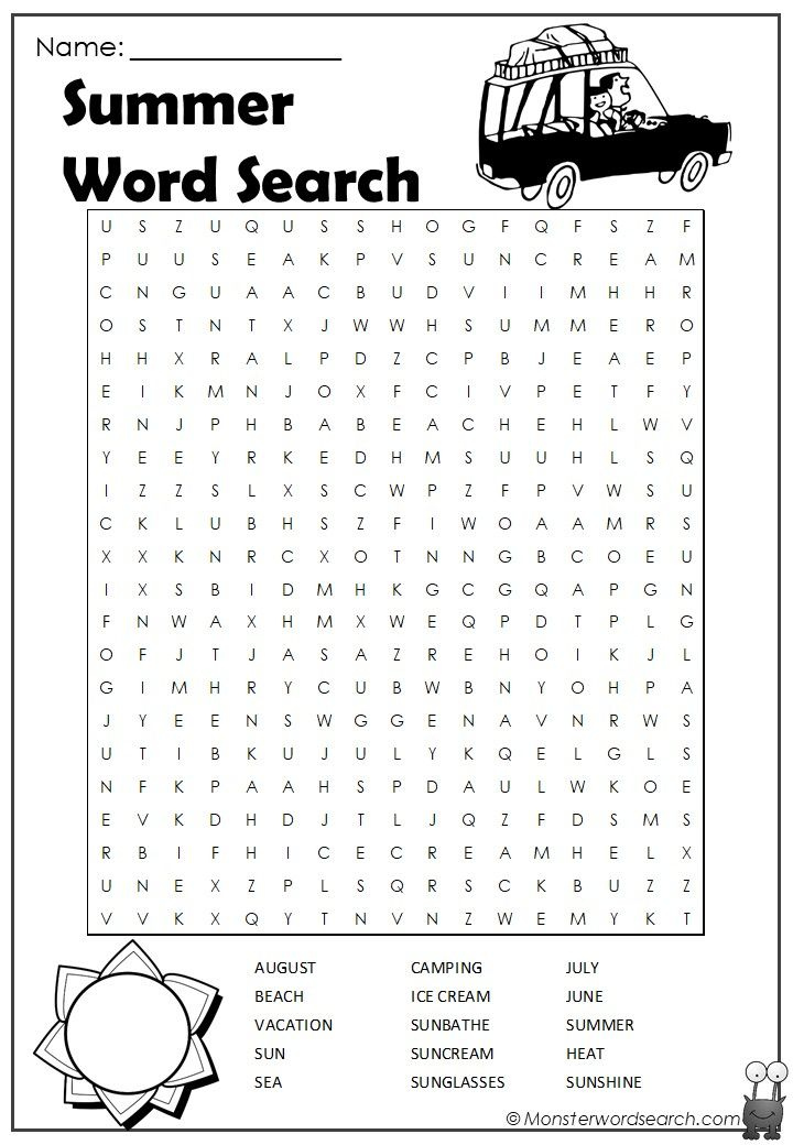 Summer Word Search Summer Words Summer Word Search Cross Words