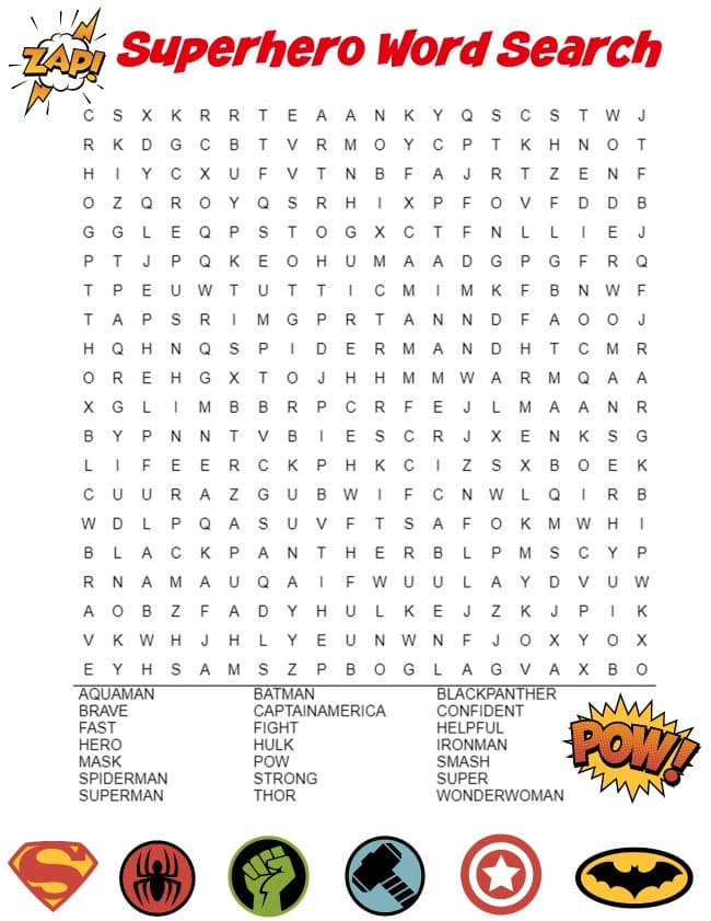 Superhero Word Search Puzzle Mom Vs The Boys