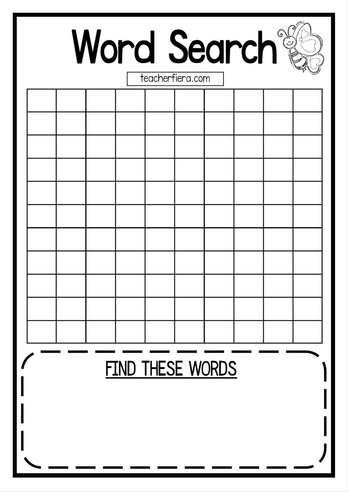 Teacherfiera WORD SEARCH TEMPLATES COLOURED AND BLACK AND WHITE