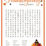 Thanksgiving Word Search Free Printable Thanksgiving Activities
