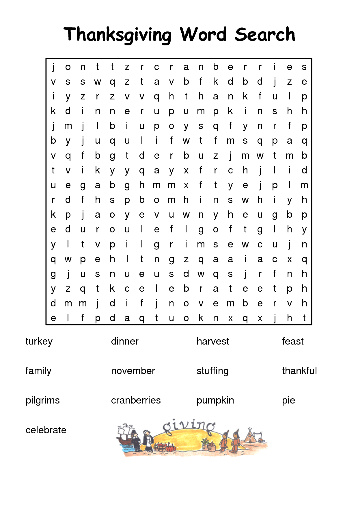 Thanksgiving Word Search Hard Printable Word Search Printable