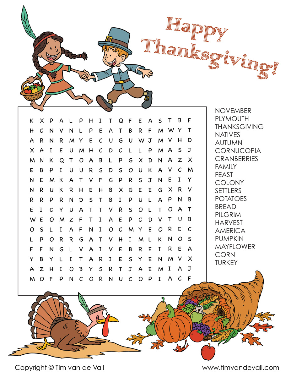 Thanksgiving word search Tim s Printables