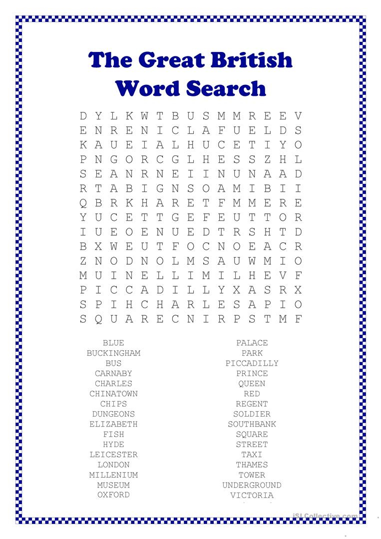 The Great British Word Search English ESL Worksheets For Distance 