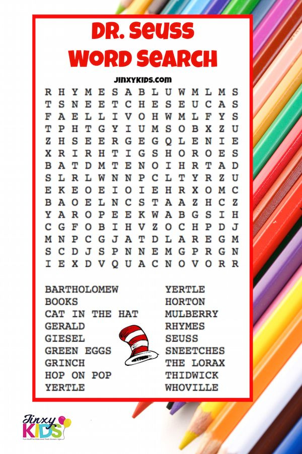 This Free Printable Dr Seuss Word Search Puzzle Has 18 Words About Dr