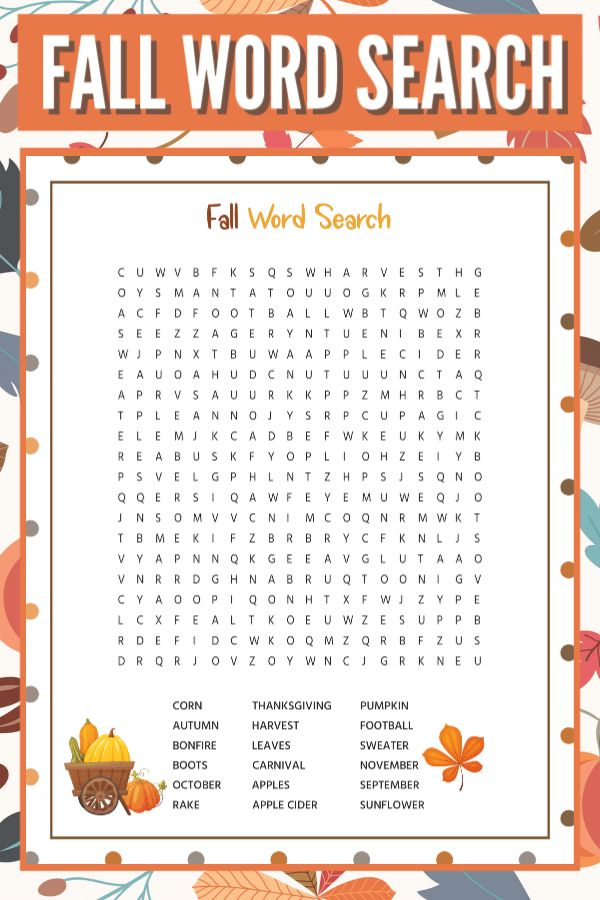 This Free Printable Fall Word Search Is A Great Autumn Themed Activity 
