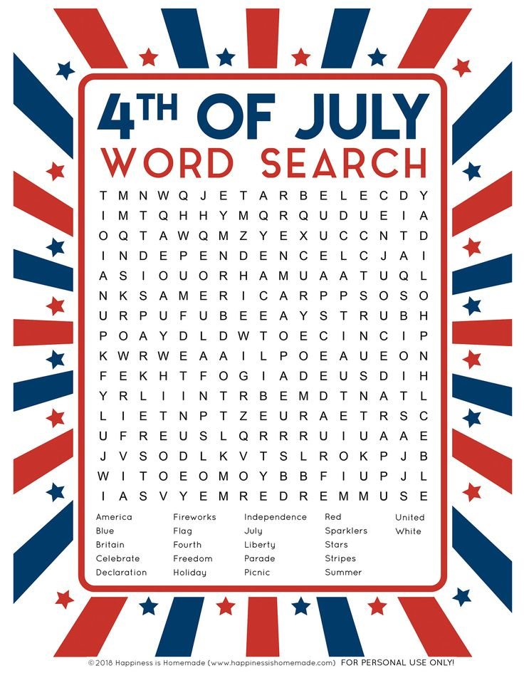 This Fun Printable 4th Of July Word Search Puzzle Is A Ton Of Fun For 