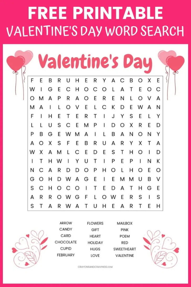 Valentine’s Day Word Search Free Printable