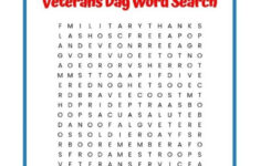 Veterans Day Word Search FREE Printable Worksheet