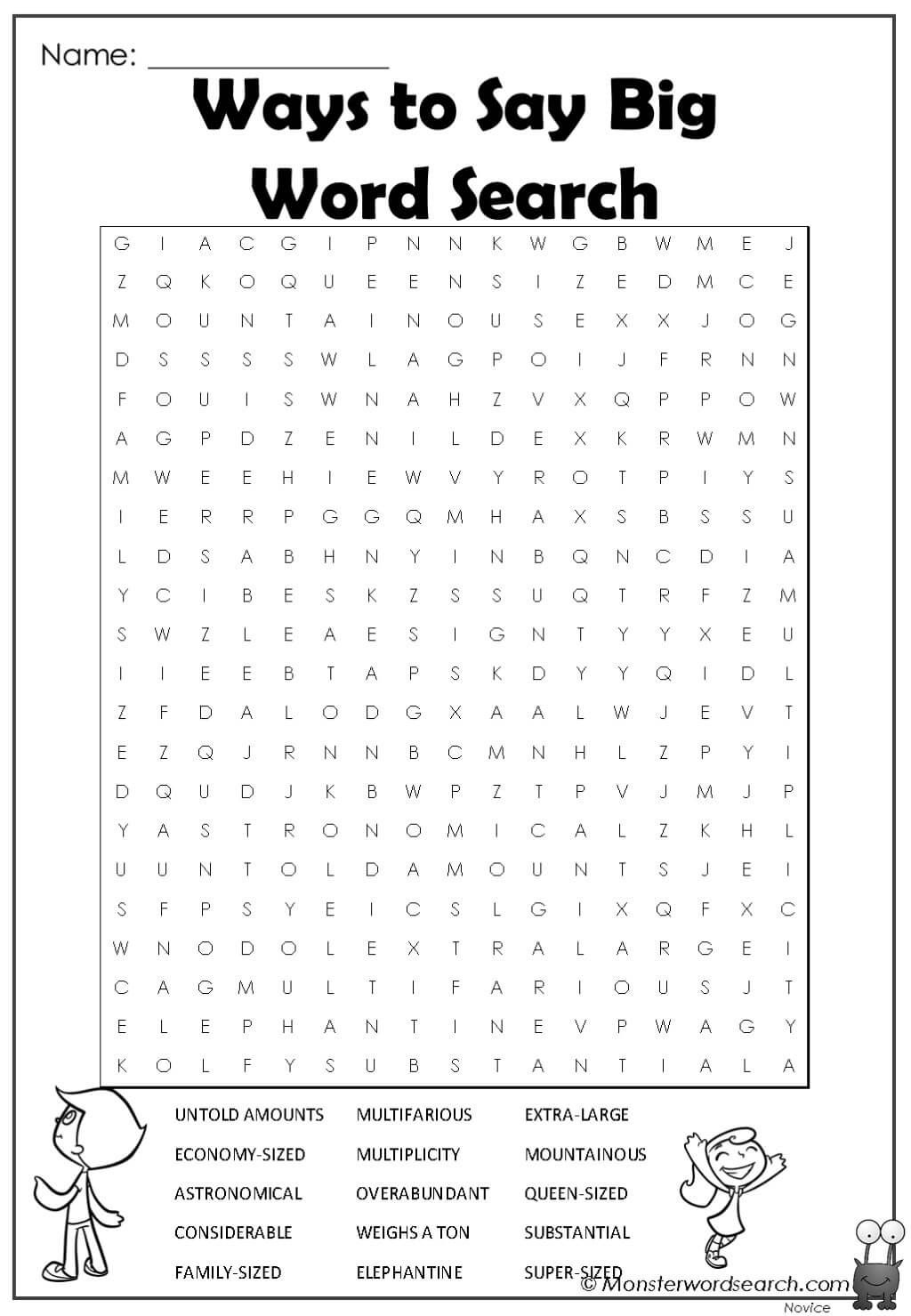 Ways To Say Big Word Search Big Words Making Words Free Printable 