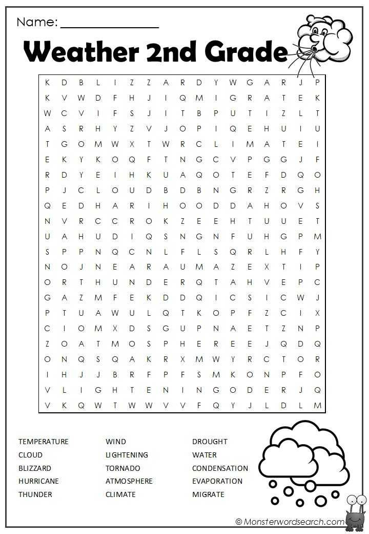 Weather 2nd Grade Word Search Free School Printables 2nd Grade 