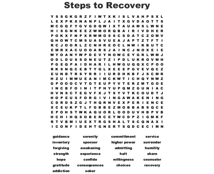 Free Printable Recovery Word Searches