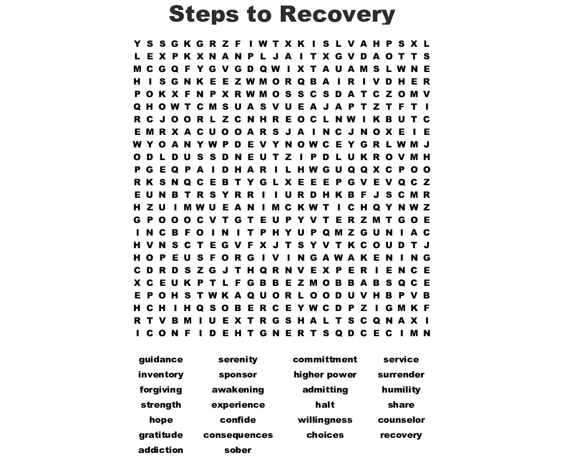 Wellness Recovery Action Plan Word Search Wordmint Word Search 
