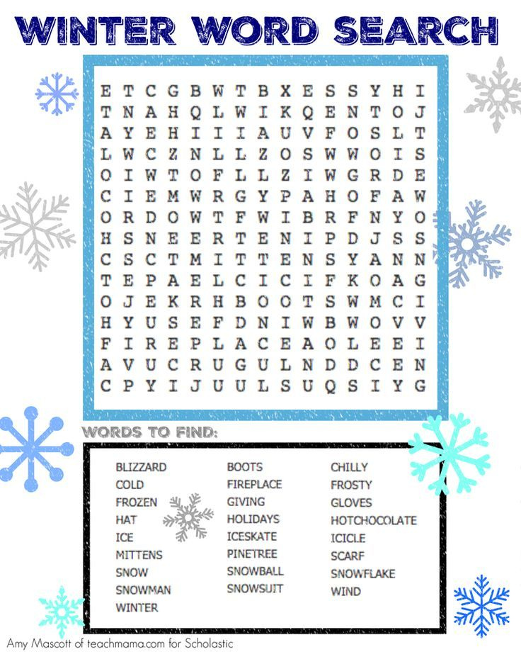 Winter Word Search Winter Words Holiday Words Winter Word Search