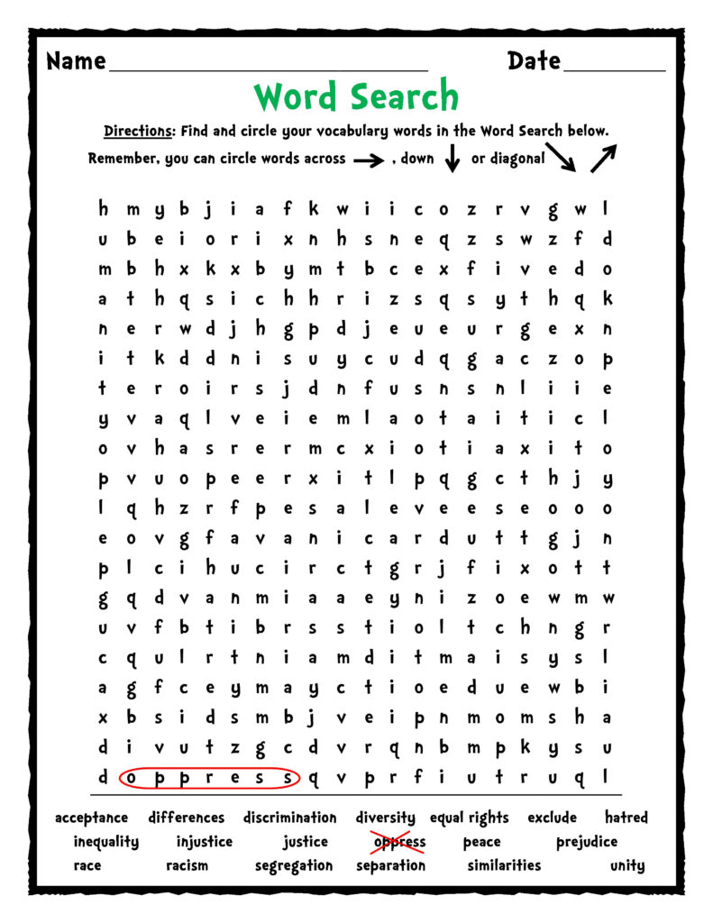 Word Search Black History Month Vocabulary | Printable Word Search