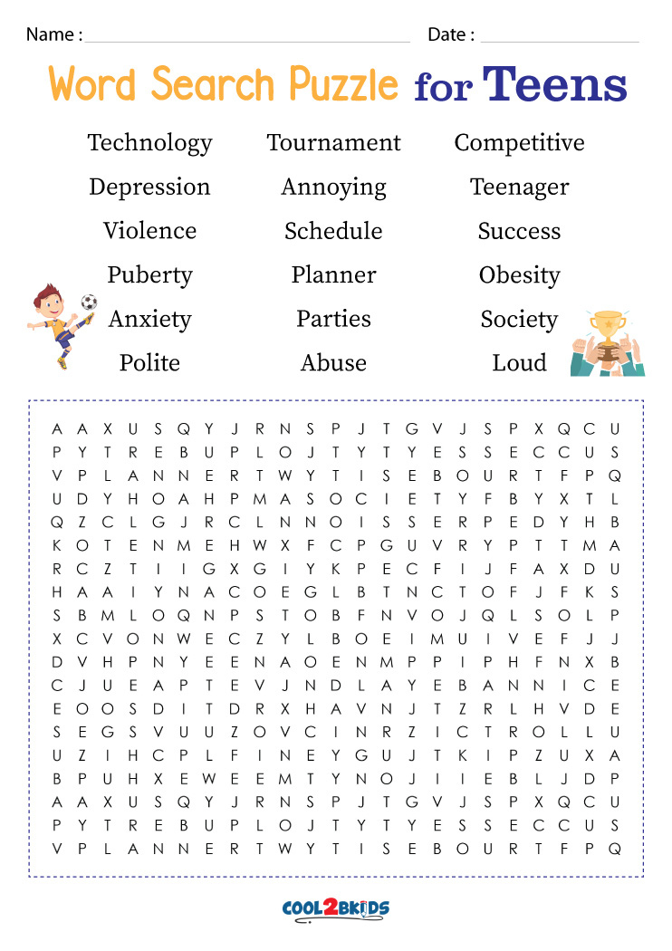 Word Search For Teens Cool2bKids
