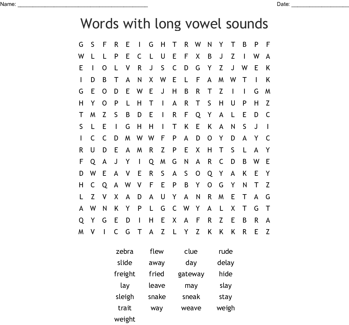 Words With Long Vowel Sounds Word Search Wordmint Word Search Printable